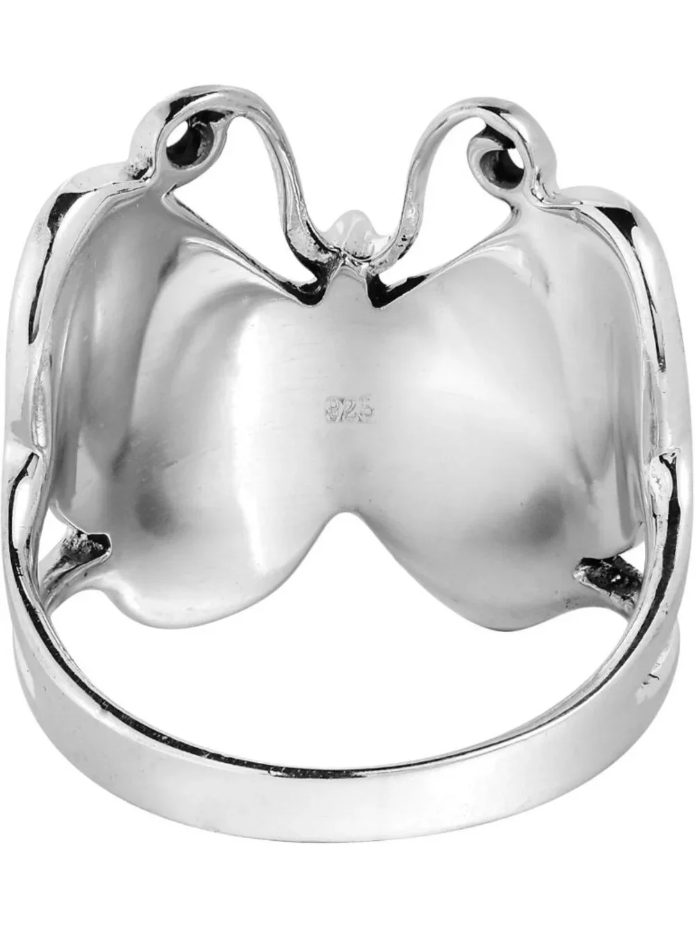 Stunning Butterfly Motif White MOP Statement Ring in .925 Sterling Silver